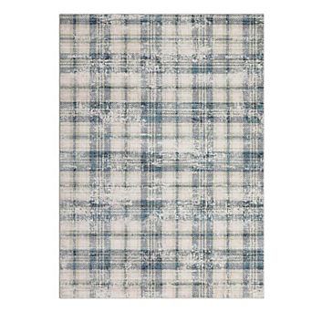 Modern Area Rug for Living Room Bedroom, Plaid Non Slip Large Rug Low Pile Stain Resistant Carpet