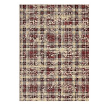 Modern Area Rug for Living Room Bedroom, Plaid Non Slip Large Rug Low Pile Stain Resistant Carpet