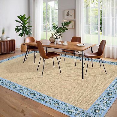 Area Rugs for Living Room, Washable Floral Bordered Large Bedroom Rugs