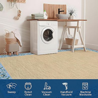 Area Rugs for Living Room, Washable Floral Bordered Large Bedroom Rugs