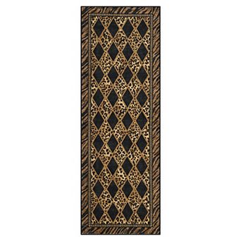 Large Checkered Leopard Print Area Rug, Soft Low-Pile Washable Non-Slip Indoor Carpet