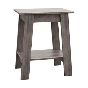2 tier Storage End Table, Rustic Wooden Square Coffee Table, Space-Saving Narrow Bedside Table