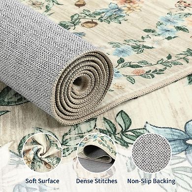 Area Rugs for Living Room Washable Rug Modern Floral Rug
