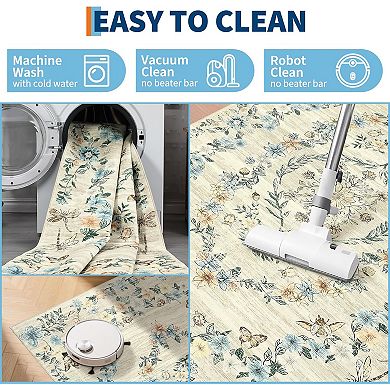 Area Rugs for Living Room Washable Rug Modern Floral Rug