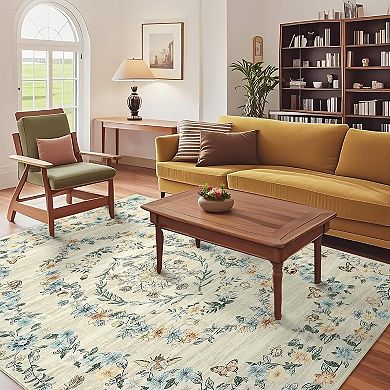 Area Rugs for Living Room Washable Rug Modern Floral Rug