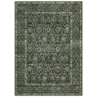 Washable Rug, Vintage Room Rugs, Boho Non-Slip Soft Low-Pile Rug, Thin Floral Print Throw Carpet