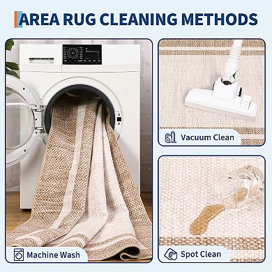 Non Slip Washable Area Rug, Modern Non Shedding Low Pile Soft Area Rug