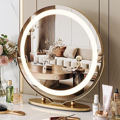 Round Vanity Mirror with Lights, Large Makeup Mirror with 3 Color Lighting Dimmable