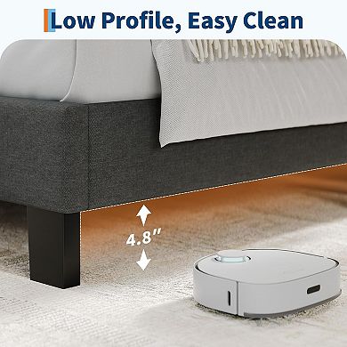 Platform Bed Frame with Adjustable Upholstered Headboard, Linen Fabric Headboard, Easy Assembly