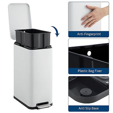 13.2 Gallon Step Trash Can Soft-Close Foot Pedal Garbage Bin