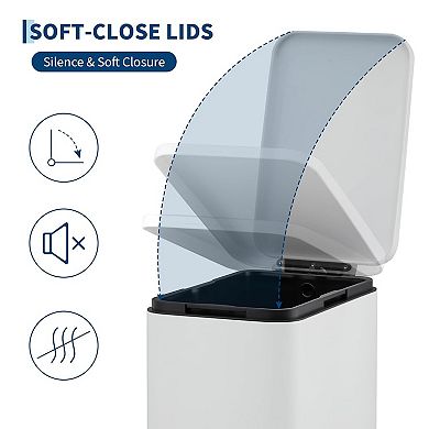 13.2 Gallon Step Trash Can Soft-Close Foot Pedal Garbage Bin