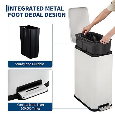 13.2 Gallon Step Trash Can Soft-Close Foot Pedal Garbage Bin
