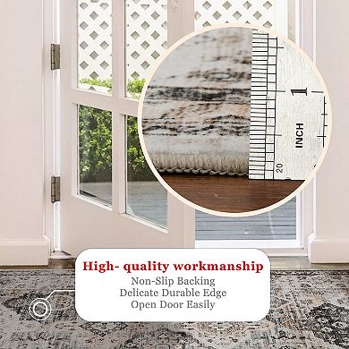 Vintage Soft Low Pile Traditional Floral Print Rug, Indoor Foldable Area Rug