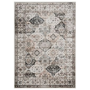 Vintage Soft Low Pile Traditional Floral Print Rug, Indoor Foldable Area Rug