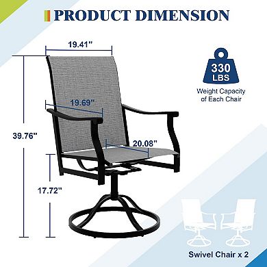 ANIXOL Swivel Textilene Patio Dining Chairs, Set of 2