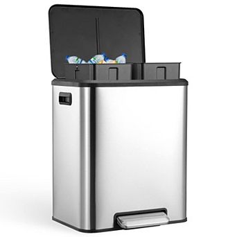 Hands-Free Dual Compartment Kitchen Trash Can 8 Gallon