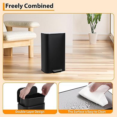 Kitchen Trash Can, Stainless Steel Garbage Can,Soft Close Lid Foot Pedal