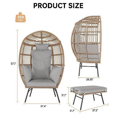 ANIXOL Wicker Egg Chair with Ottoman