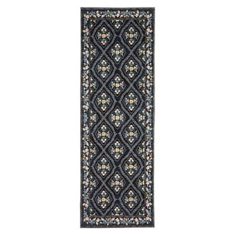 Machine Washable Rug, Non Slip Non Shedding Rug Bordered, Retro Distressed Low Pile Floor Cover