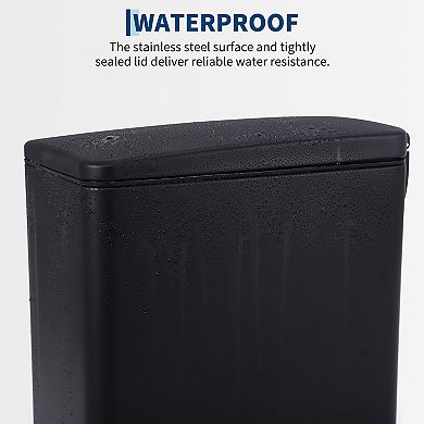 Stainless Steel Trash Can, Slim Garbage Can for Kitchen and Bathroom, Metal Trash Bin