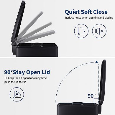 Stainless Steel Trash Can, Slim Garbage Can for Kitchen and Bathroom, Metal Trash Bin