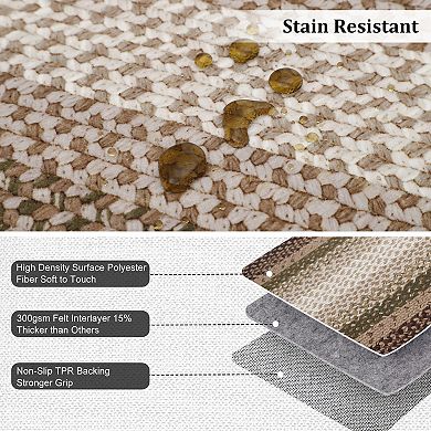 Modern Bordered Washable Runner Rug, Soft Non-Shedding Carpet Runner for Bathroom Bedroom Entryway
