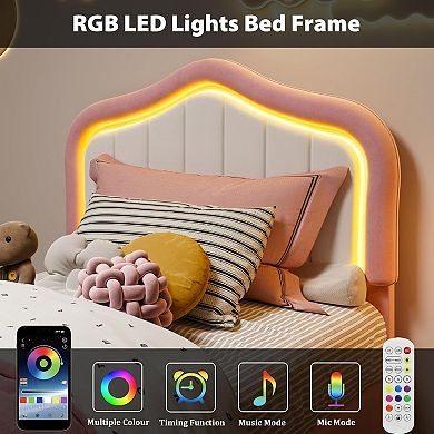 Bed Frame with Storage Drawer and Smart LED Headboard