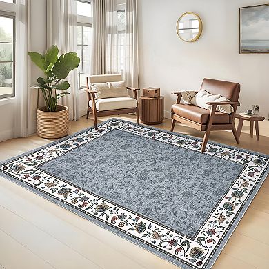 Washable Area Rug, Ultra Soft Faux Wool Carpet, Non-Slip/Shedding Low Pile, for Home Office Decor