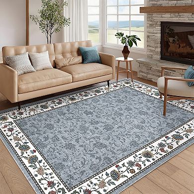 Washable Area Rug, Ultra Soft Faux Wool Carpet, Non-Slip/Shedding Low Pile, for Home Office Decor