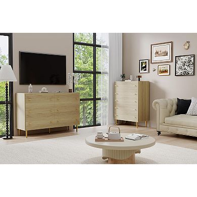 ANIXOL 6-Drawer Wood Dresser with Bar Handles