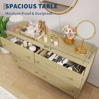ANIXOL 6-Drawer Wood Dresser with Bar Handles
