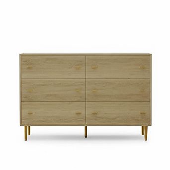 ANIXOL 6-Drawer Wood Dresser with Bar Handles