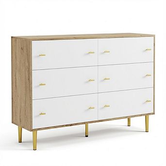 ANIXOL 6-Drawer Wood Dresser with Bar Handles