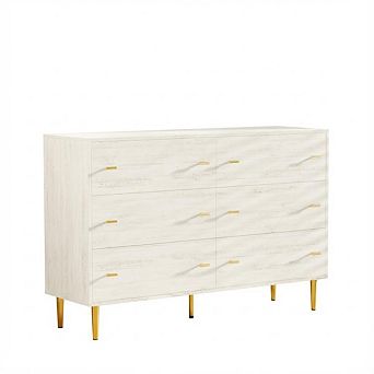 ANIXOL 6-Drawer Wood Dresser with Bar Handles