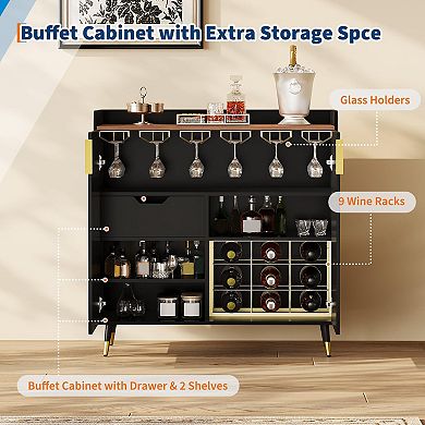 ANIXOL Fluted Door Buffet Wine Cabinet