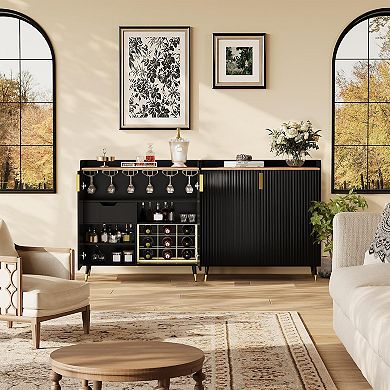 ANIXOL Fluted Door Buffet Wine Cabinet