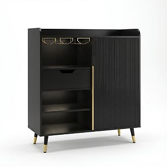 ANIXOL Fluted Door Buffet Wine Cabinet