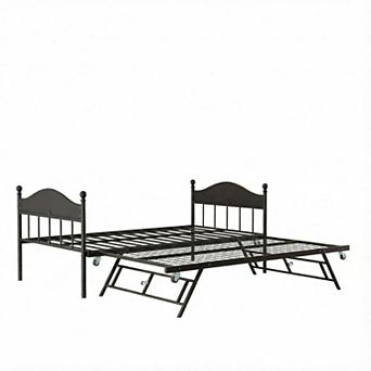 Twin Daybed with Trundle and Stylish Headboard Sofa Bed Frame White