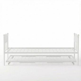 Twin Daybed with Trundle and Stylish Headboard Sofa Bed Frame White