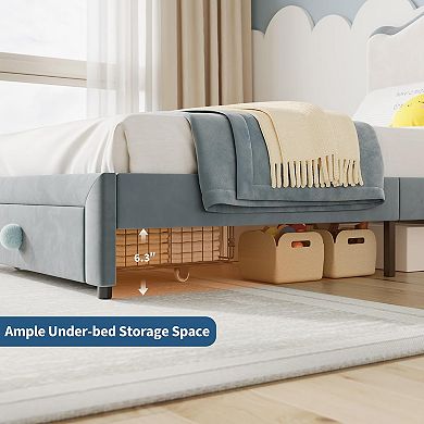 Upholstered Bed Frame Velvet Headboard torage Drawer