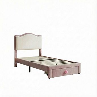 Upholstered Bed Frame Velvet Headboard torage Drawer
