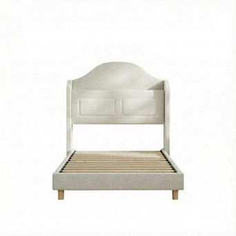 Bed Frame with Headboard Velvet Upholstered Platform Bed