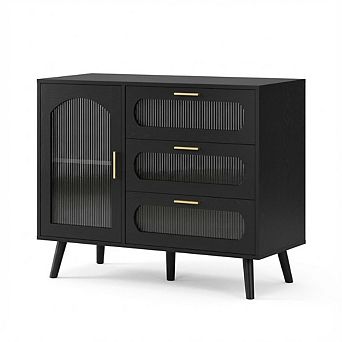 ANIXOL Fluted Glass Buffet Cabinet with Storage