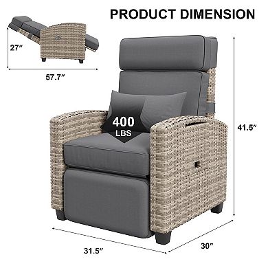 ANIXOL Outdoor Wicker Reclining Lounge Chair