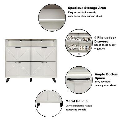 Craze Ventures 4-Drawer Flip Shoe Cabinet, 55" Wide