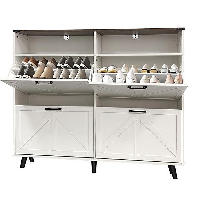 Craze Ventures 4-Drawer Flip Shoe Cabinet, 55" Wide