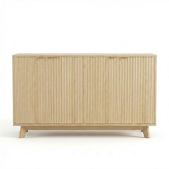 55.1" Sideboard Buffet Cabinet with Storage, Modern Fluted Accent Credenza with Adjustable Shelves