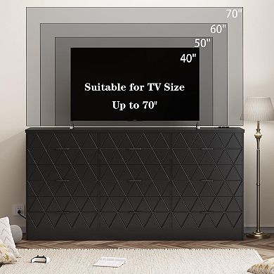 Craze Ventures 63" 9-Drawer Dresser with Charging Station