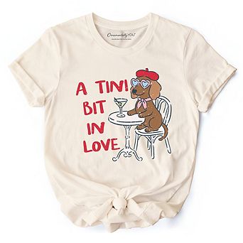A Tini Bit In Love Dachshund Valentine T-Shirt, Funny Galentine Tee