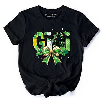 Coquette Gigi Bow St Patrick’s Day T-Shirt, Green Lucky Shamrock Clover Tee